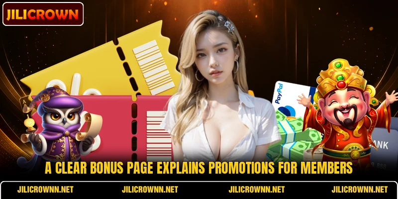 A clear bonus page explains Promotions for members