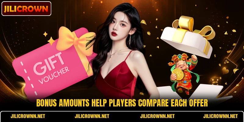 Bonus amounts help players compare each offer
