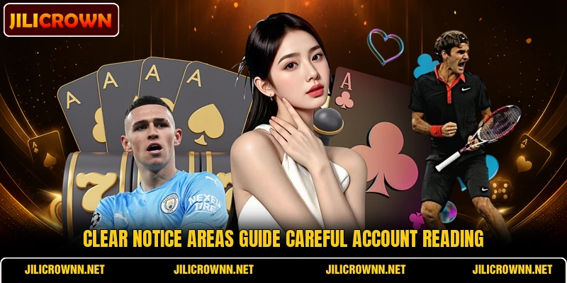 Clear notice areas guide careful account reading Clear notice areas guide careful account reading