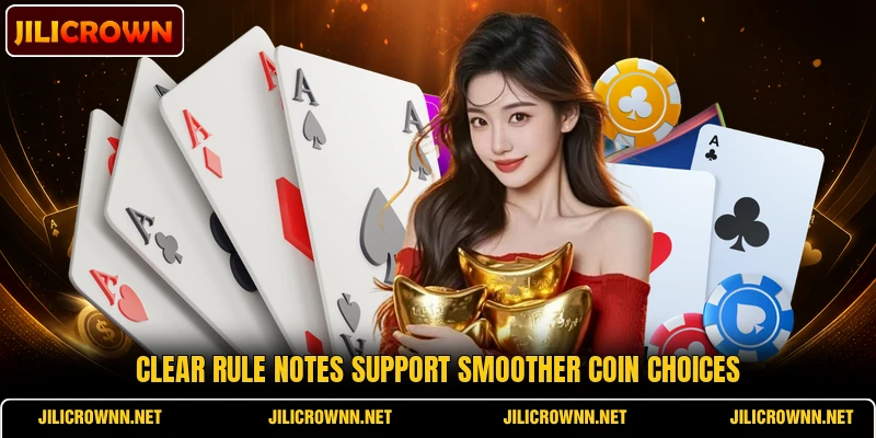 Clear rule notes support smoother coin choices Clear rule notes support smoother coin choices