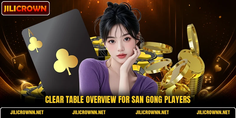 Clear table overview for San Gong players Clear table overview for San Gong players