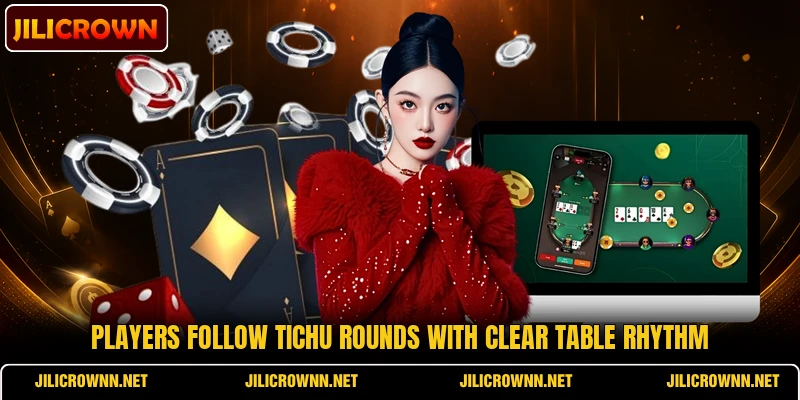 Players follow Tichu rounds with clear table rhythm