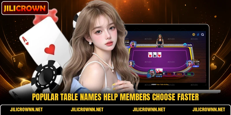 Popular table names help members choose faster Popular table names help members choose faster