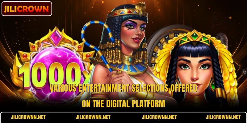 Various entertainment selections offered on the digital platform